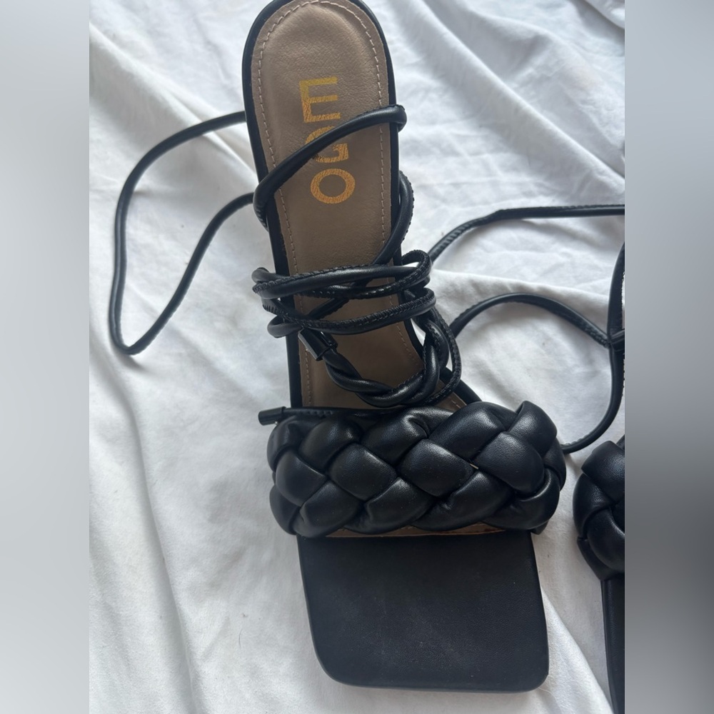 Black Braided Women's Sandals - Picture 2 of 6